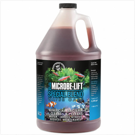 Microbe-Lift Special Blend 1 gallon bottle for freshwater and saltwater aquarium water care.