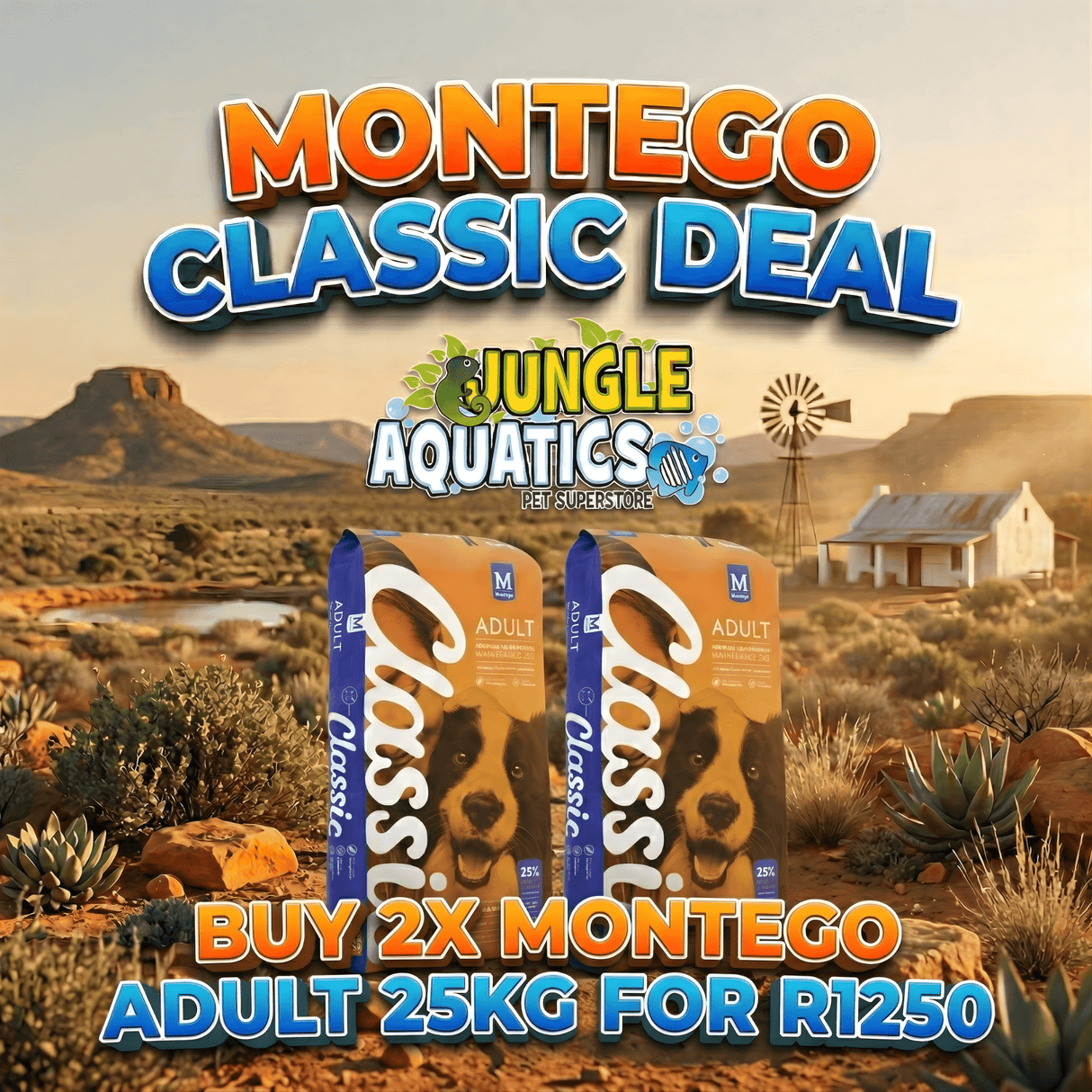 Montego Adult 25kg Deal - Buy 2 Montego Classic Adult 25kg bags for R1250 at Jungle Aquatics JHB.