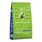 Montego Classic Puppy Small Breed Dog Food 8kg packaging showing feeding guidelines and nutrition for small breed puppies.