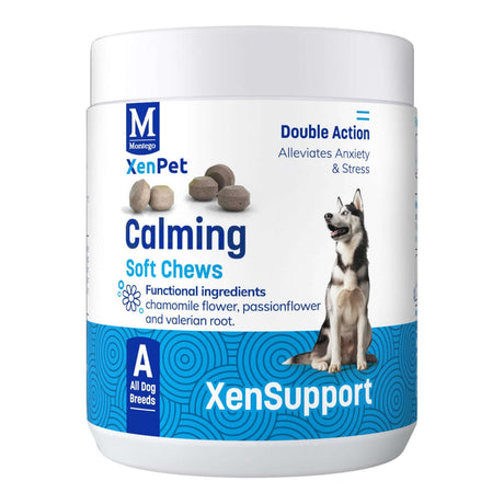 Montego XenPet Calming Soft Chews - 240g supplement for alleviating anxiety and stress in pets.