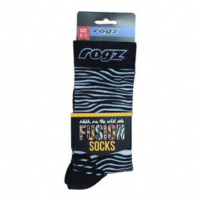 Rogz x Versus Safari Socks in Zebra print size 4-7, perfect for matching with your pet's Rogz Fusion Safari gear.
