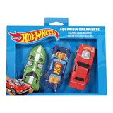 Penn-Plax Hot Wheels Cars Aquarium Decoration Bundle featuring 3 colorful toy cars for aquarium decor.