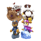 Penn-Plax Paw Patrol Aquarium Ornament Bundle featuring Chase, Marshall, Rubble, and Skye in a fun underwater scene.