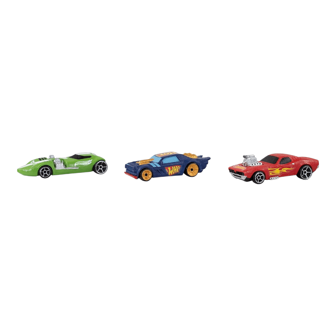 Penn-Plax Hot Wheels Cars Aquarium Decoration Bundle featuring three colorful miniature cars.