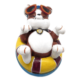 Penn-Plax Paw Patrol Aquarium Ornament Bundle featuring Rubble relaxing on a colorful donut float.