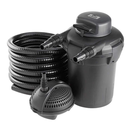 Pontec PondoPress 5000 All in One Pond Filter with hoses and bio-mechanical media for clean pond water.