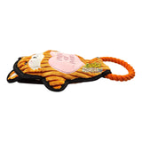 Q-Monster Dog Toy Orange Fox - Cute corduroy-style fox with braided rope for fun and cozy playtime.