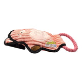Q-Monster Dog Toy Pink Pig soft plush pig toy with rope loop for fun dog play and engagement.