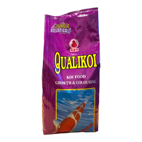 Qualikoi Growth and Colouring Koi Food bag, premium koi food for growth and color enhancement.