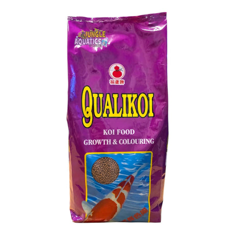 Qualikoi Growth and Colouring Koi Food packaging with vibrant design for premium koi nutrition.
