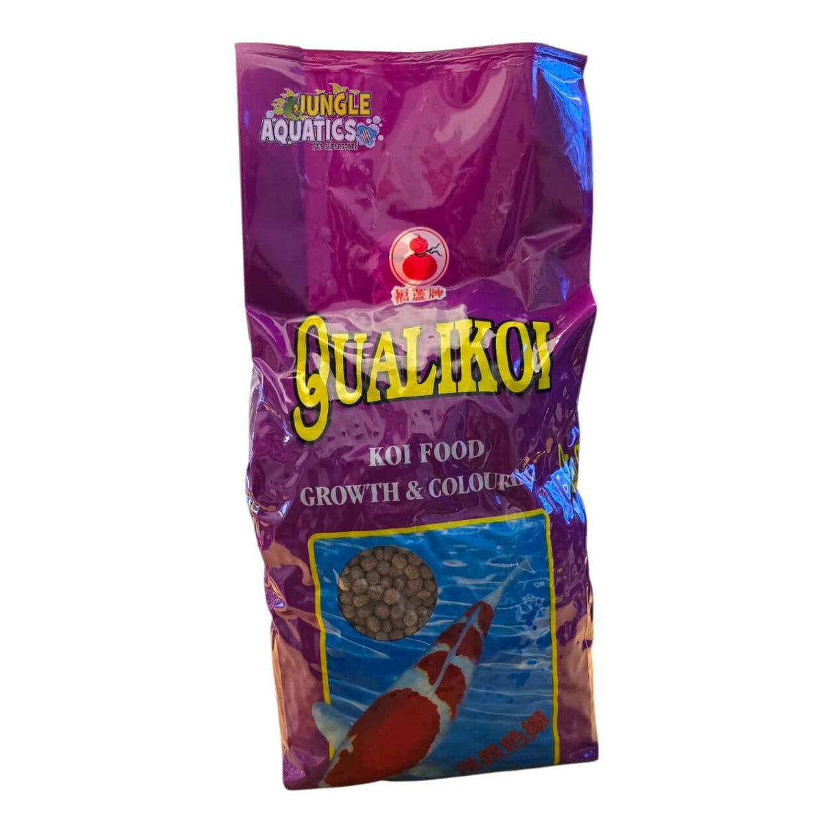 Qualikoi Growth and Colouring Koi Food packaging with vibrant colors and koi fish image