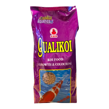 Qualikoi Growth and Colouring Koi Food bag featuring premium koi food for optimal growth and vibrant color.