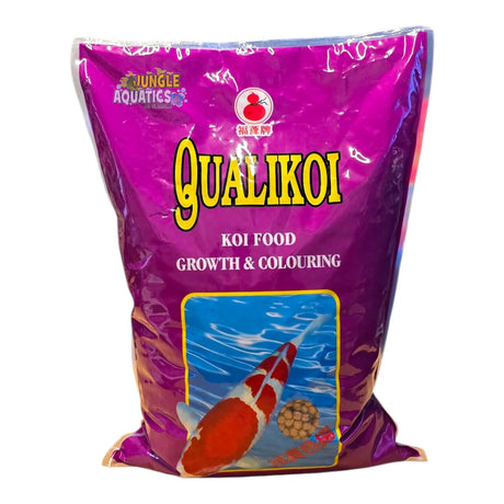 Qualikoi Growth and Colouring Koi Food package, enriched formula for healthy koi fish growth and color enhancement.