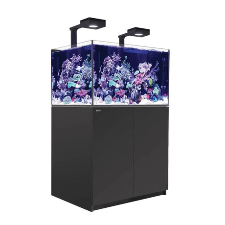Red Sea Reefer G2+ 300 aquarium with vibrant coral reef and LED lights, ideal for reef enthusiasts.