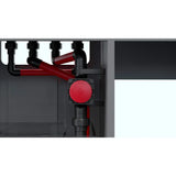 Close-up of Red Sea Reefer G2+ 625 aquarium plumbing and filtration system.