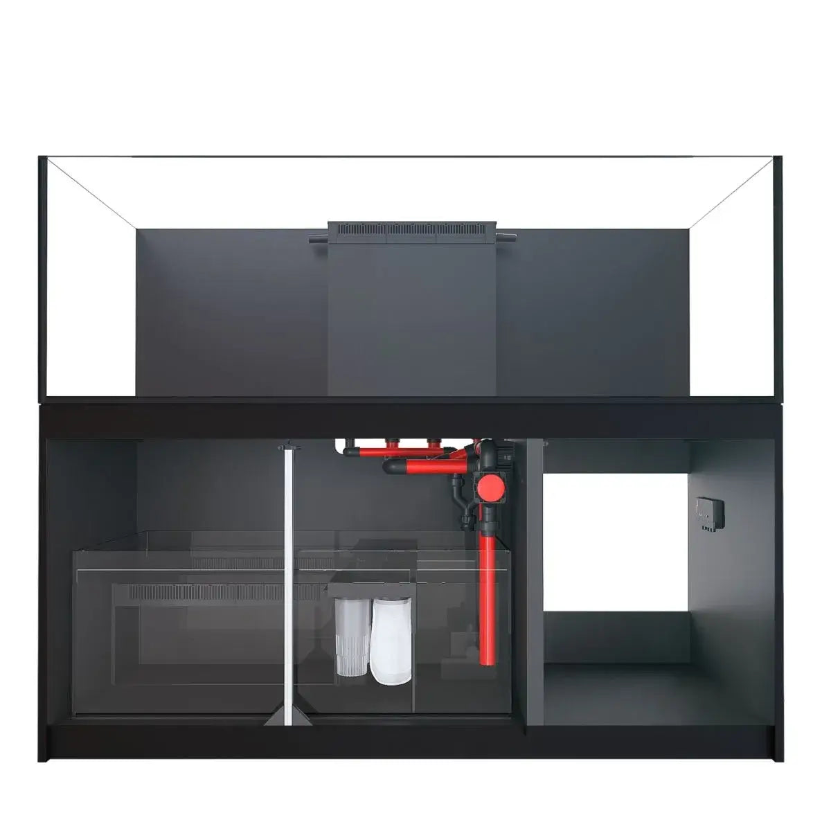 Red Sea Reefer G2+ 750 Aquarium featuring advanced filtration and water management systems in a stylish black design.