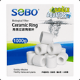 SOBO Bio Ceramic Rings 1000g for aquarium biological filtration, promoting beneficial bacteria growth.