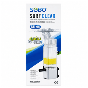 SOBO SK-05 Surface Skimmer packaging showing effective filtration for aquarium water.