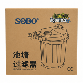 SOBO WP-006f-UV Pond UV Filter packaging box showcasing its design and features.