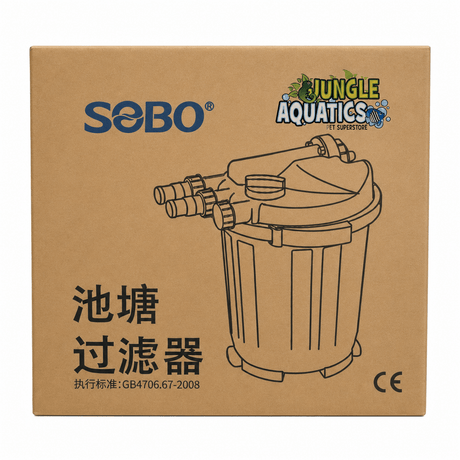 SOBO WP-006f-UV Pond UV Filter packaging box showcasing its design and features.