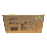 SOBO High-Performance Aquarium and Pond Pump packaging with model numbers WP-38000DDW and WP-48000DDW.