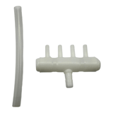 Air pump accessories including a white dual outlet valve and tubing for the SOBO AQ Series AC/DC Air Pump.