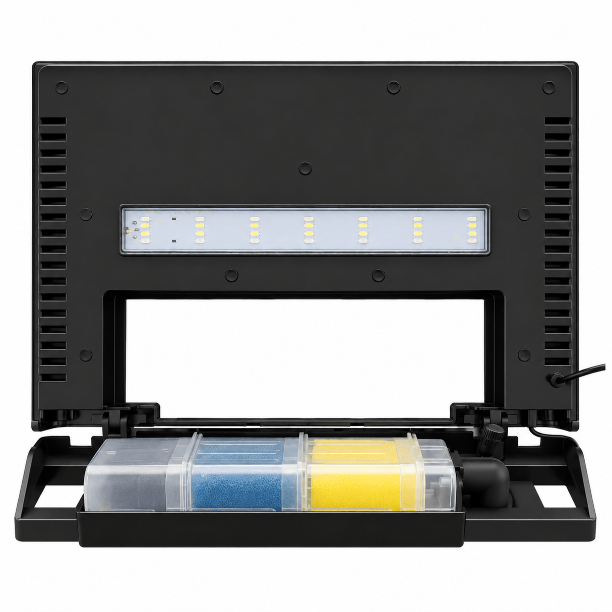 SOBO Crystal Clear Aquarium LED light and filter pump setup for maintaining aquarium clarity.