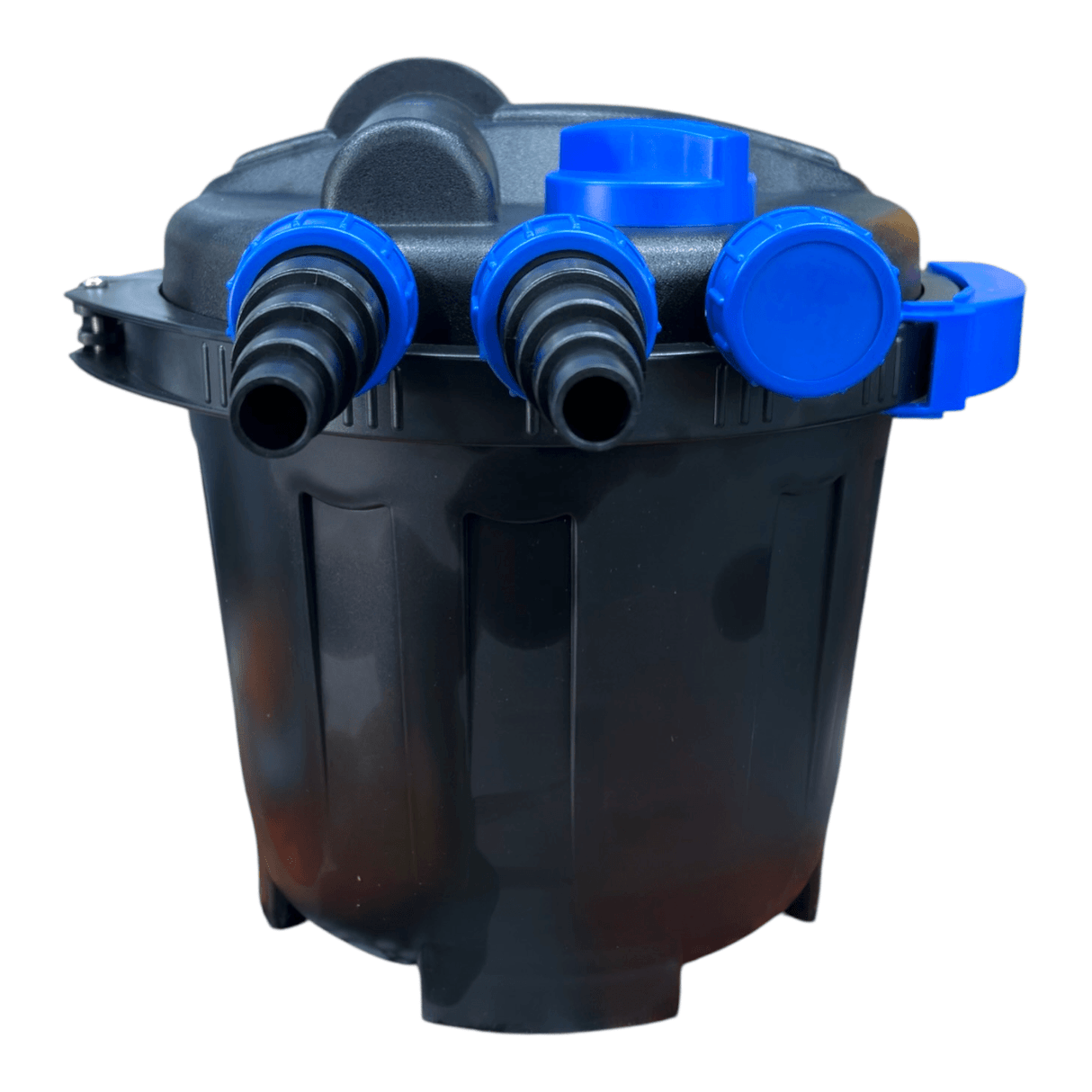 SOBO WP-006f-UV Pond UV Filter canister with blue connectors and hoses.