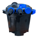 SOBO WP-006f-UV Pond UV Filter canister with blue connectors and hoses.