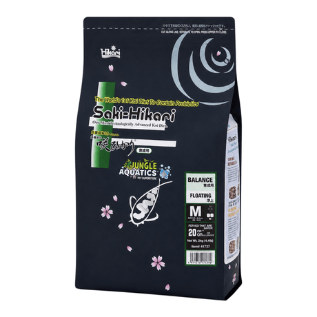 Saki-Hikari Koi Balance koi food packaging featuring probiotic diet for healthy koi growth.