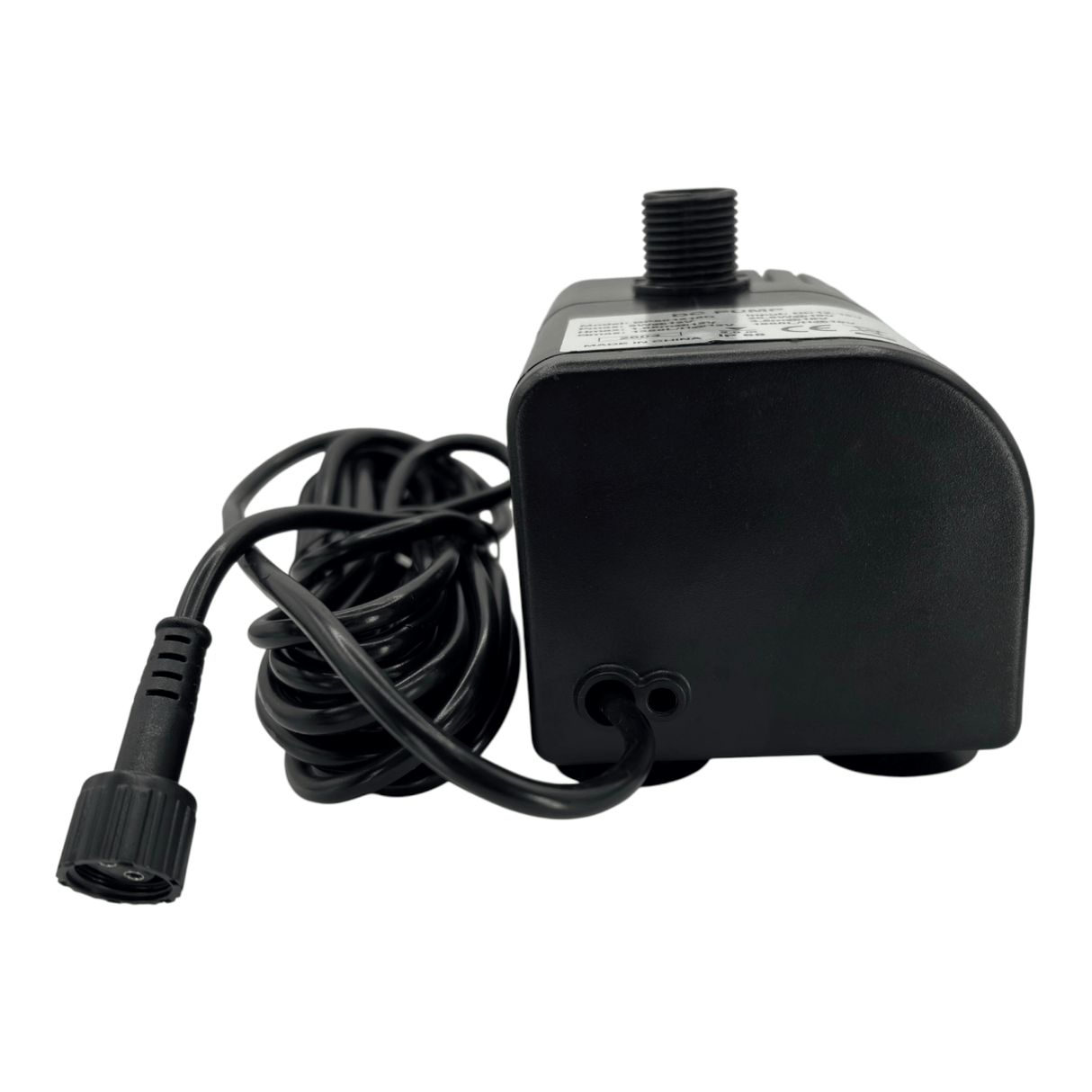 Solar Fountain Pump Kit with Solar Panel showing a close-up of the pump and cable connection.