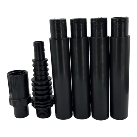 Solar Fountain Pump Kit with Solar Panel components including pipes and connectors for water features.
