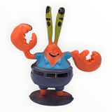 SpongeBob Characters 6pc Ornament Set Small featuring Mr. Krabs toy figure for aquarium decoration.