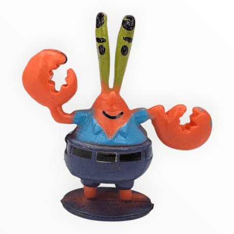 SpongeBob Characters 6pc Ornament Set Small featuring Mr. Krabs toy figure for aquarium decoration.