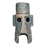 Squidward mask aquarium ornament in dark gray, textured design with hollow eyes and cone top for mysterious charm.