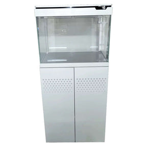 Sun Sun Aquarium XE-600 - 70L and Cabinet White with clear tank and sleek white cabinet design.