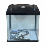 Sun Sun Aquarium HR-380 with built-in filtration system and LED light shown in a clear tank.