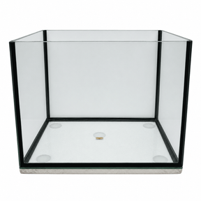 TANK ONLY - White Vinyl with Black Silicone glass aquarium with clear sides and black silicone accents.