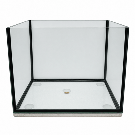 TANK ONLY - White Vinyl with Black Silicone glass aquarium with clear sides and black silicone accents.
