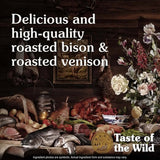 Taste of the Wild Canine High Prairie Dry Dog Food featuring roasted bison and venison.