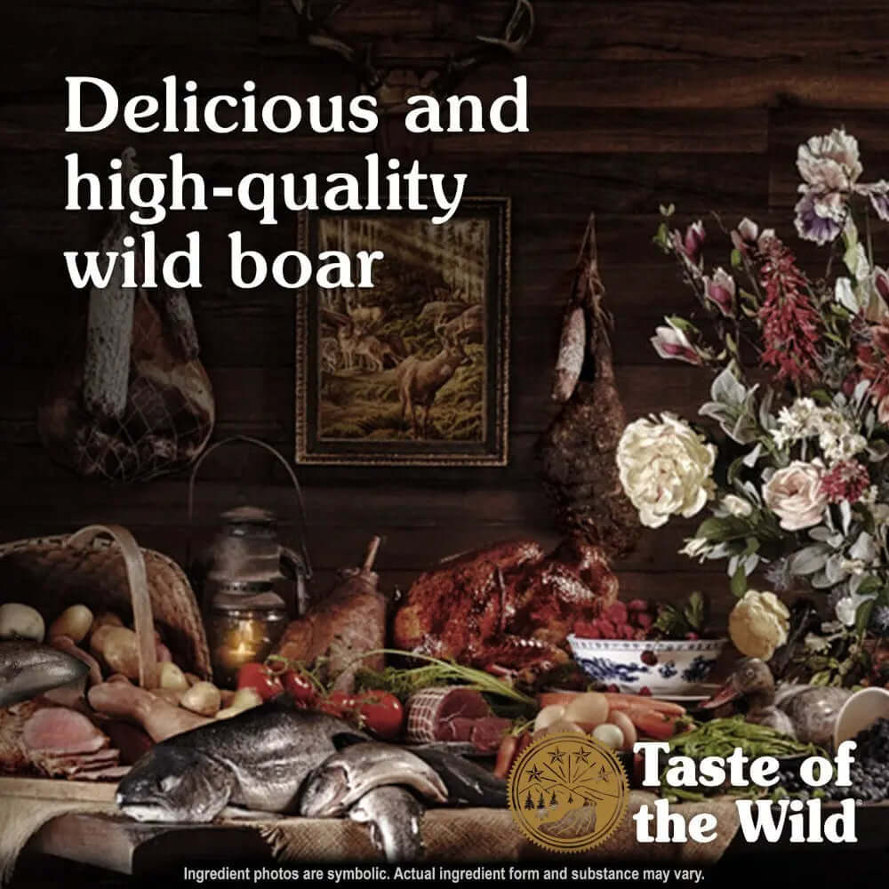 Taste of the Wild Canine Southwest Canyon Dry Food featuring high-quality wild boar and various fresh ingredients.