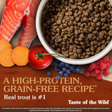 Taste of the Wild Feline Canyon River Cat Food with trout, salmon, and nutritious vegetables.