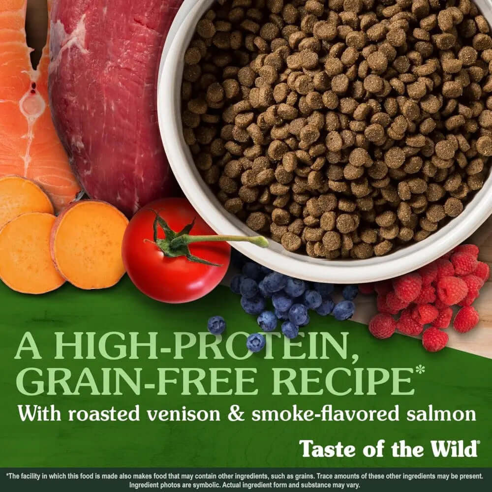 Taste of the Wild Feline Rocky Mountain Cat Food with roasted venison and smoked salmon ingredients