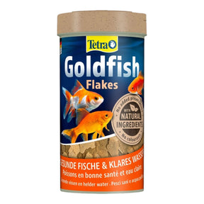 Tetra Goldfish Flakes container for nutritious goldfish food with natural ingredients and no preservatives.