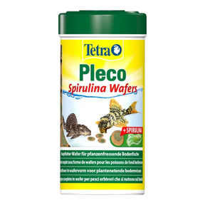 Tetra Pleco Multi Spirulina Wafers 85g for herbivorous bottom-feeding fish, supports health with algae and Omega-3.