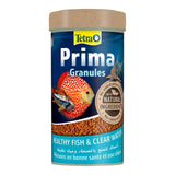 Tetra Prima Granules container with fish graphics, healthy food for mid and bottom-feeding aquarium fish.