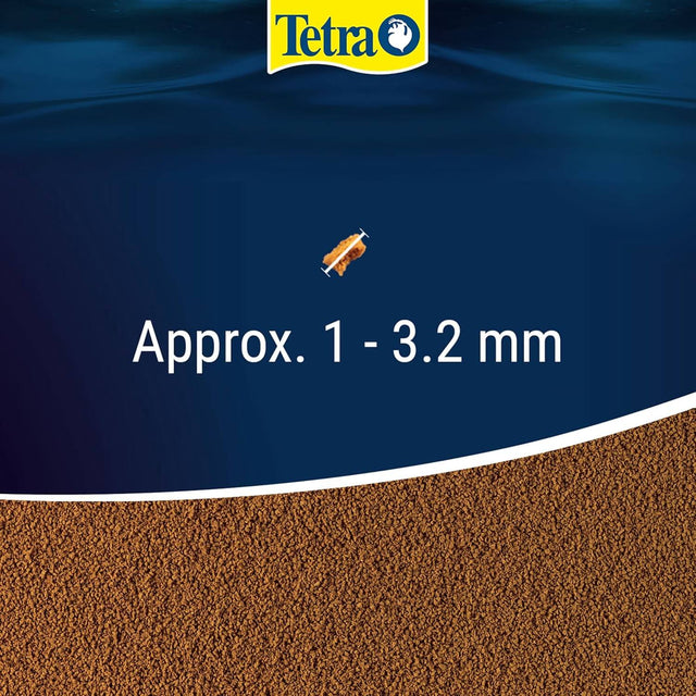 Tetra Prima Granules for mid-water and bottom-feeding fish, approx. 1-3.2mm size granules.