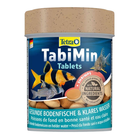 Tetra Tabimin Bottom Feeder Tablets for balanced nutrition of bottom-feeding fish with shrimp and natural ingredients.