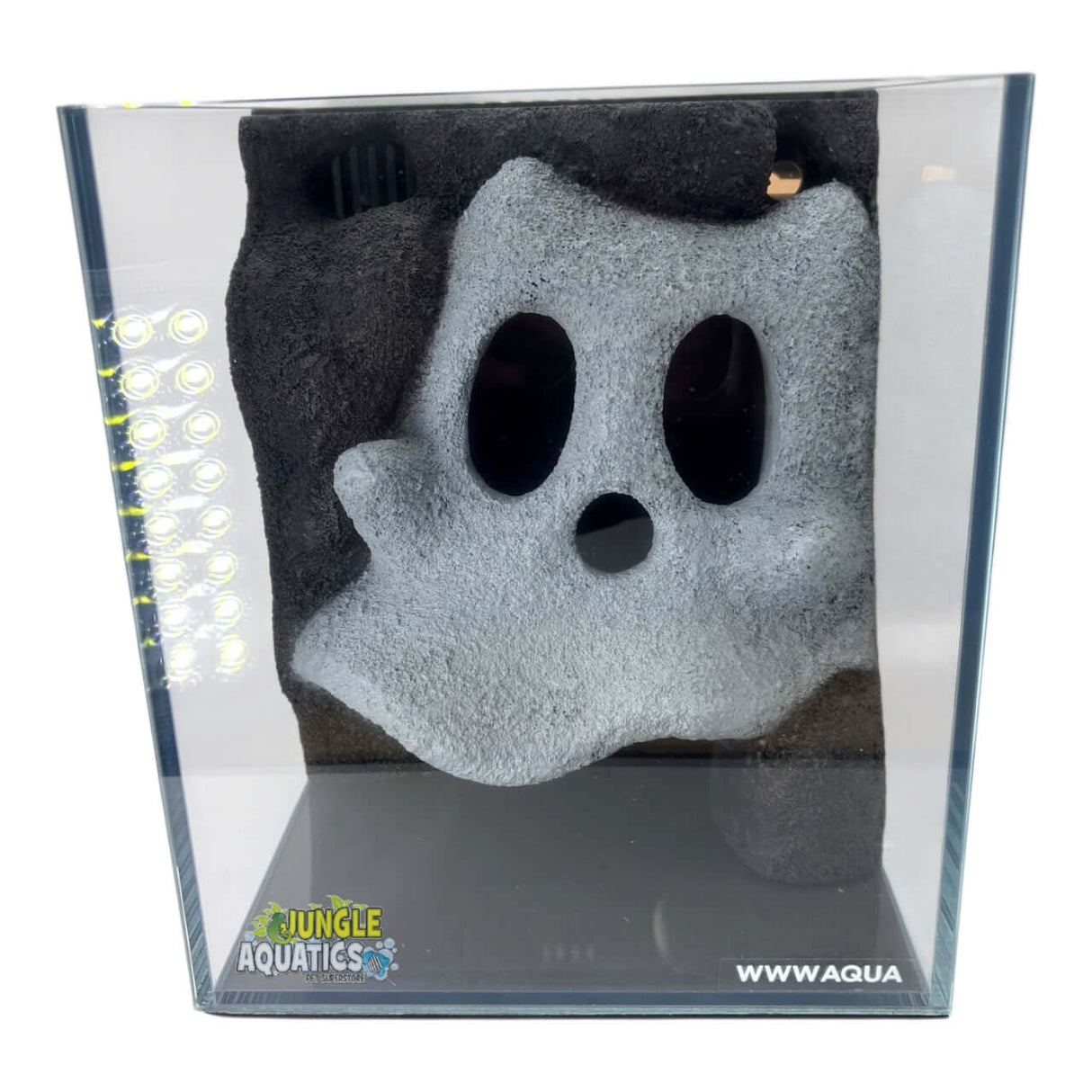 Themed WWW Betta Aqua Aquariums featuring a ghostly design for vibrant aquatic displays.