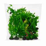 Water Plants for Aquarium Combo 25PCS artificial plants in a clear package for aquarium decoration.